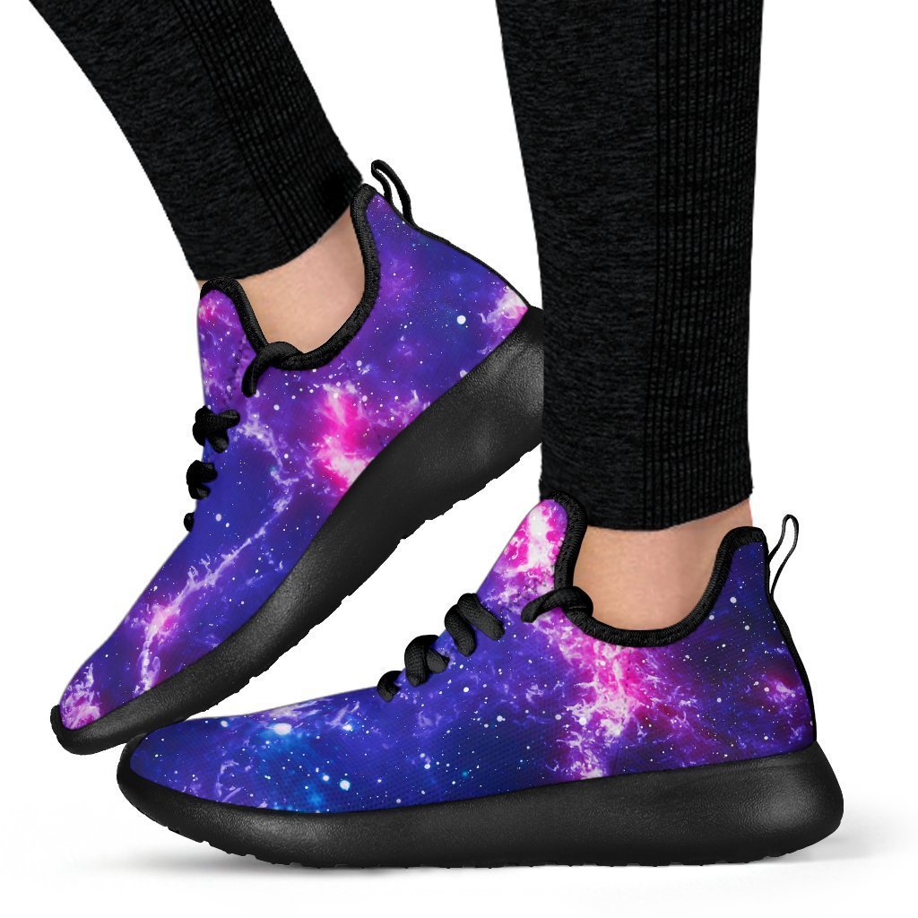 Dark Purple Universe Galaxy Space Print Mesh Knit Shoes GearFrost