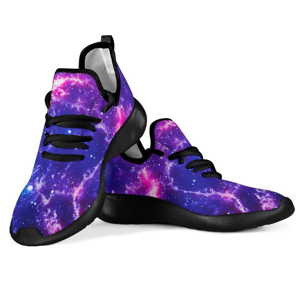 Dark Purple Universe Galaxy Space Print Mesh Knit Shoes GearFrost