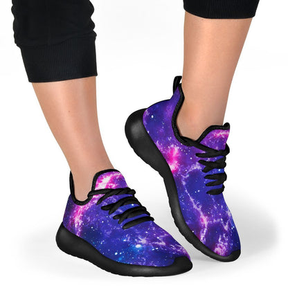 Dark Purple Universe Galaxy Space Print Mesh Knit Shoes GearFrost