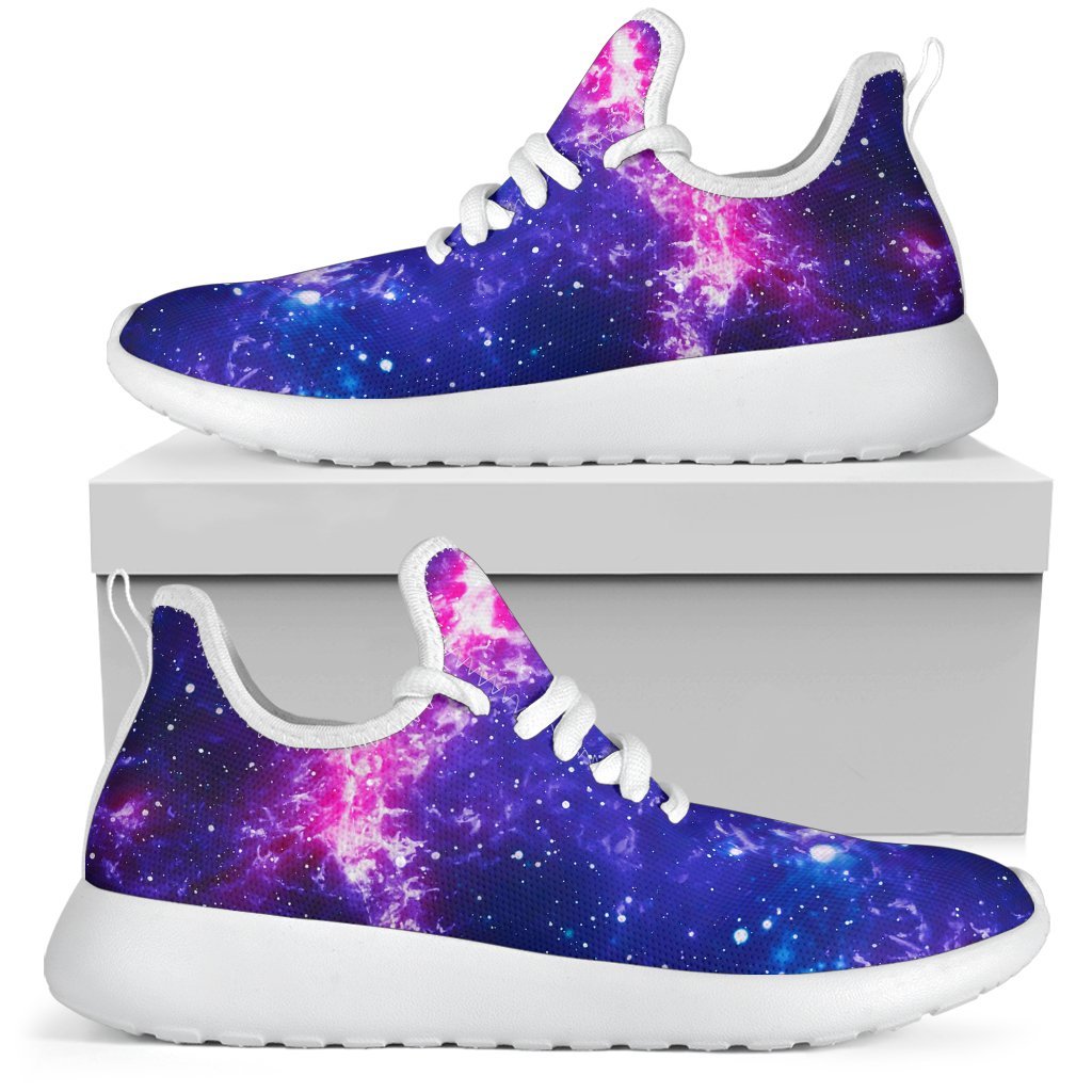 Dark Purple Universe Galaxy Space Print Mesh Knit Shoes GearFrost