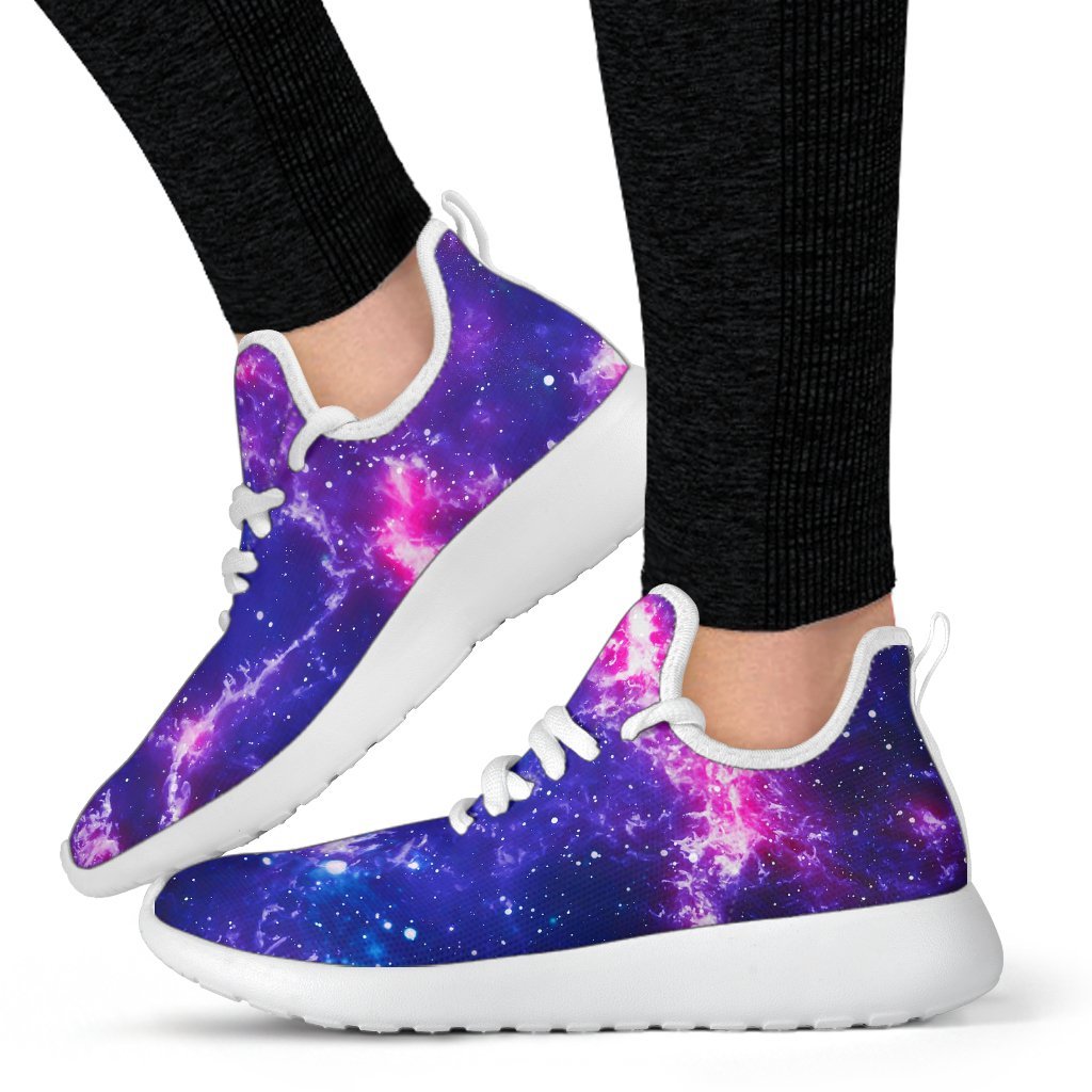 Dark Purple Universe Galaxy Space Print Mesh Knit Shoes GearFrost