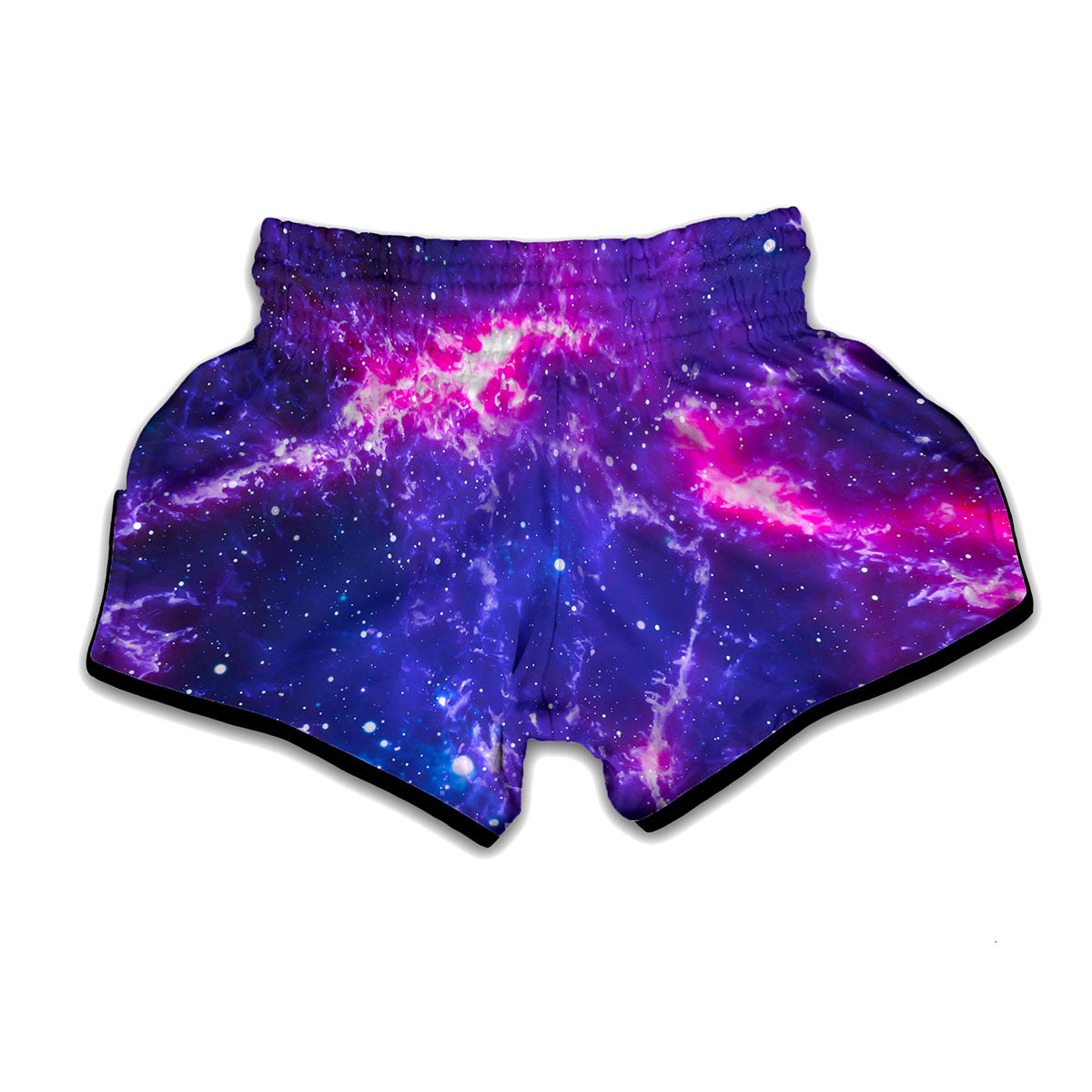 Dark Purple Universe Galaxy Space Print Muay Thai Boxing Shorts