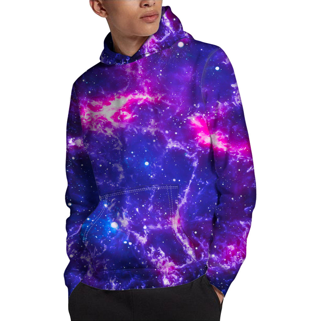 Dark Purple Universe Galaxy Space Print Pullover Hoodie