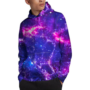 Dark Purple Universe Galaxy Space Print Pullover Hoodie GearFrost