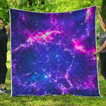 Dark Purple Universe Galaxy Space Print Quilt
