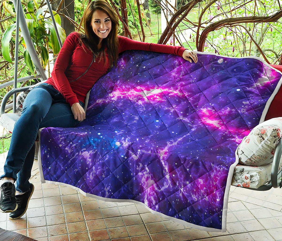 Dark Purple Universe Galaxy Space Print Quilt