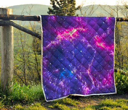 Dark Purple Universe Galaxy Space Print Quilt