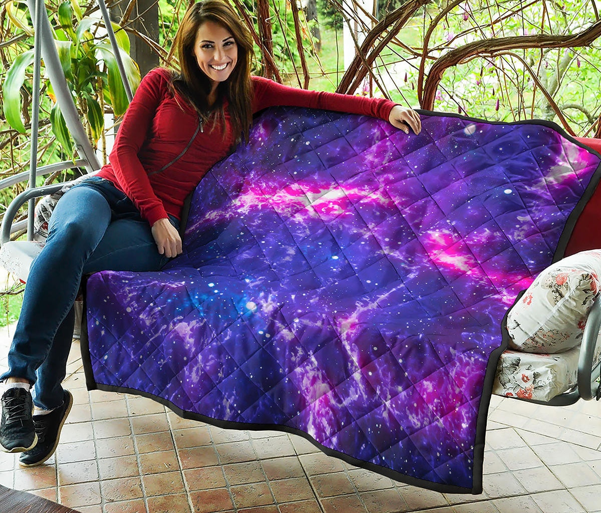 Dark Purple Universe Galaxy Space Print Quilt