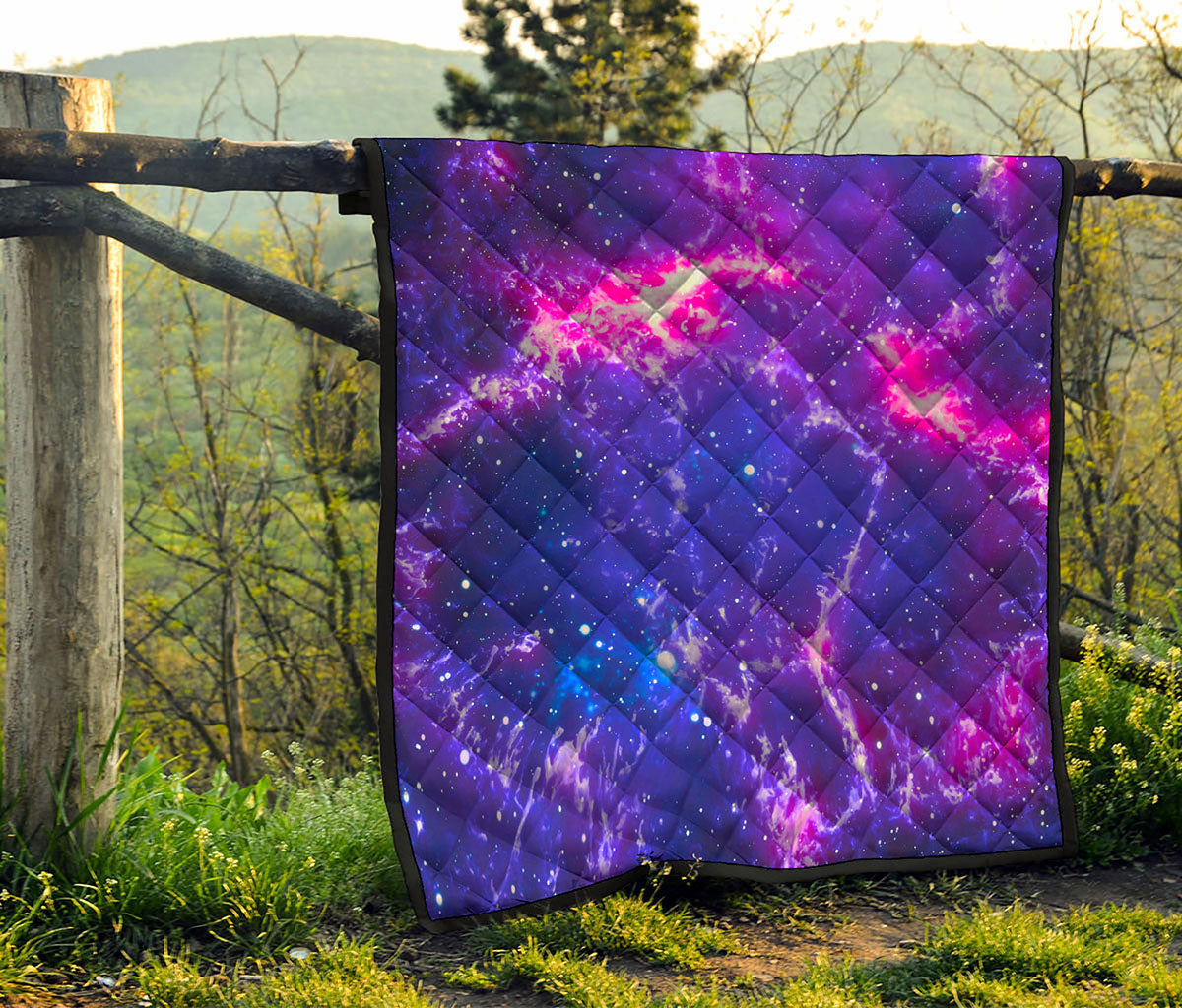 Dark Purple Universe Galaxy Space Print Quilt