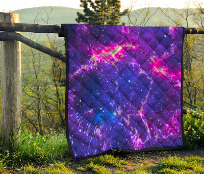 Dark Purple Universe Galaxy Space Print Quilt