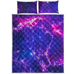 Dark Purple Universe Galaxy Space Print Quilt Bed Set