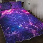 Dark Purple Universe Galaxy Space Print Quilt Bed Set