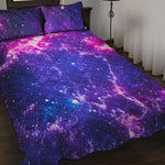 Dark Purple Universe Galaxy Space Print Quilt Bed Set
