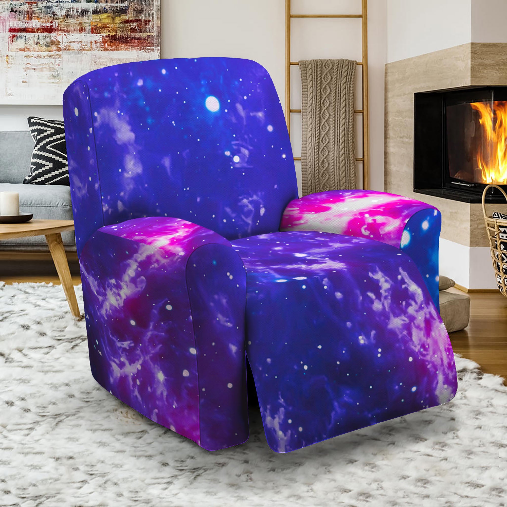 Dark Purple Universe Galaxy Space Print Recliner Slipcover