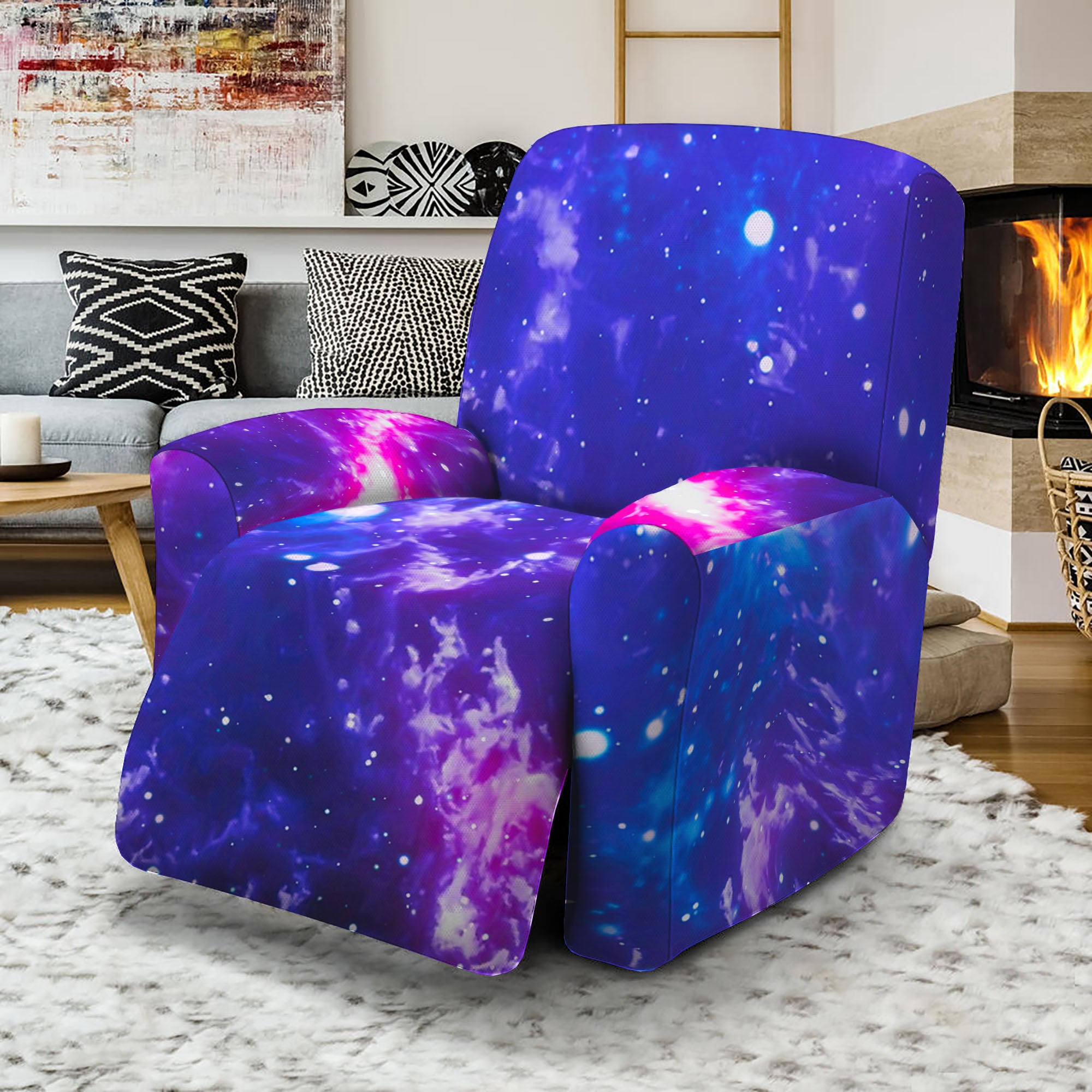 Dark Purple Universe Galaxy Space Print Recliner Slipcover