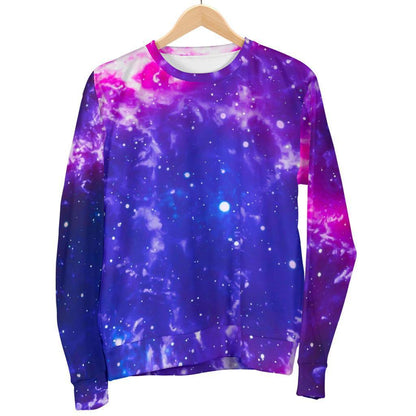 Dark Purple Universe Galaxy Space Print Women's Crewneck Sweatshirt GearFrost