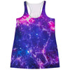 Dark Purple Universe Galaxy Space Print Women's Racerback Tank Top