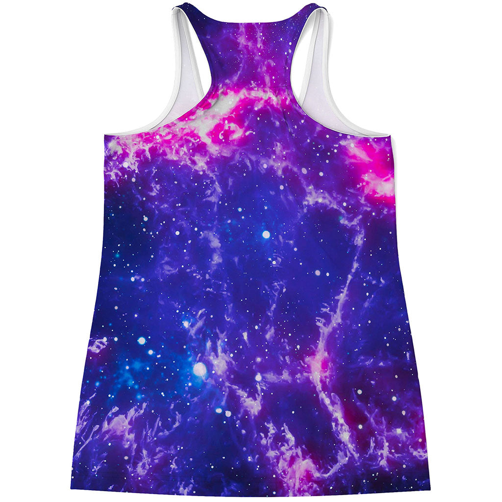 Dark Purple Universe Galaxy Space Print Women's Racerback Tank Top