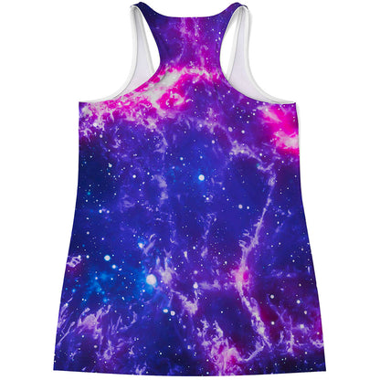Dark Purple Universe Galaxy Space Print Women's Racerback Tank Top