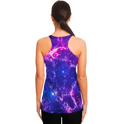 Dark Purple Universe Galaxy Space Print Women's Racerback Tank Top
