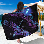 Dark Sagittarius Zodiac Sign Print Beach Sarong Wrap