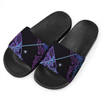 Dark Sagittarius Zodiac Sign Print Black Slide Sandals