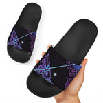 Dark Sagittarius Zodiac Sign Print Black Slide Sandals