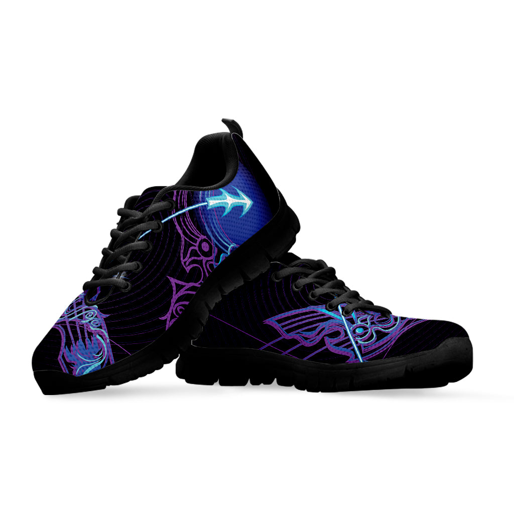 Dark Sagittarius Zodiac Sign Print Black Sneakers