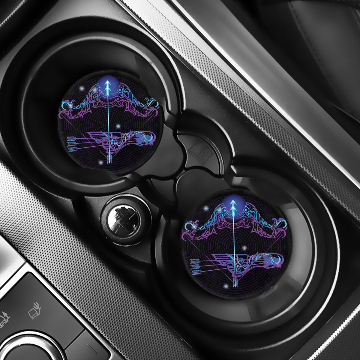 Dark Sagittarius Zodiac Sign Print Car Coasters