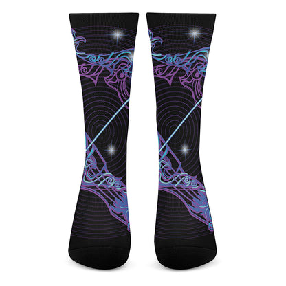 Dark Sagittarius Zodiac Sign Print Crew Socks