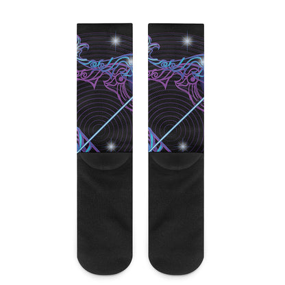 Dark Sagittarius Zodiac Sign Print Crew Socks