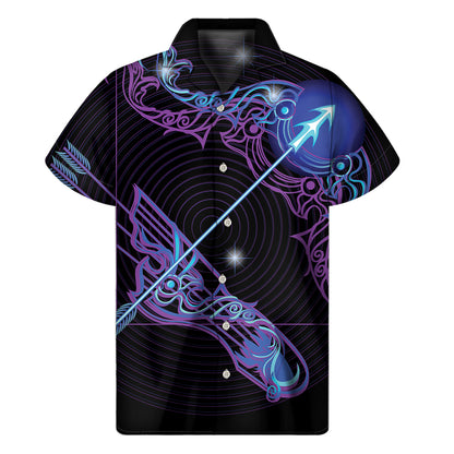 Dark Sagittarius Zodiac Sign Print Men's Short Sleeve Shirt