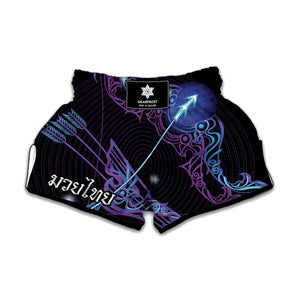 Dark Sagittarius Zodiac Sign Print Muay Thai Boxing Shorts