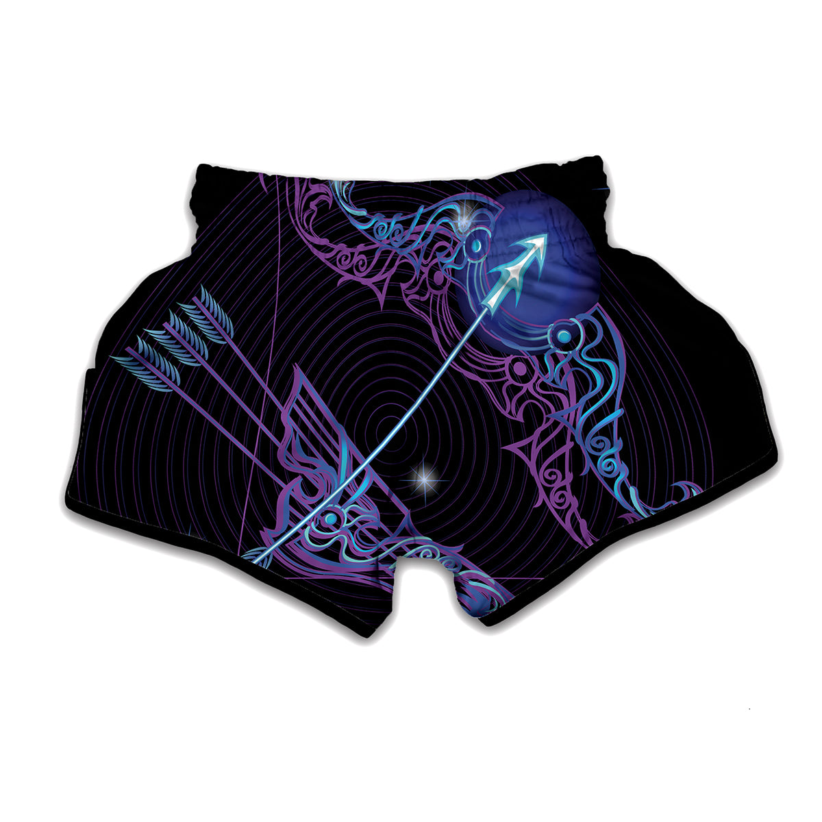 Dark Sagittarius Zodiac Sign Print Muay Thai Boxing Shorts