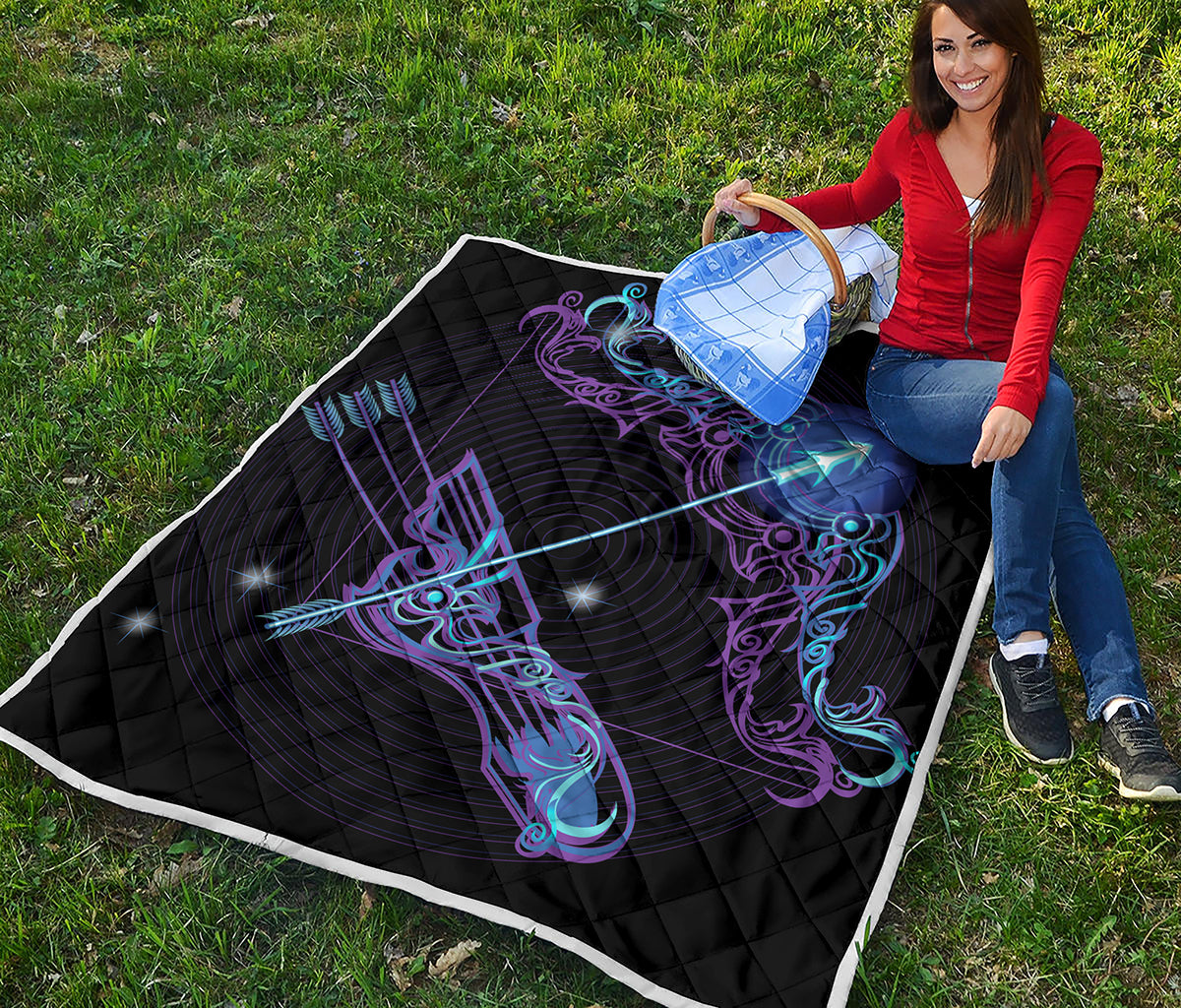 Dark Sagittarius Zodiac Sign Print Quilt