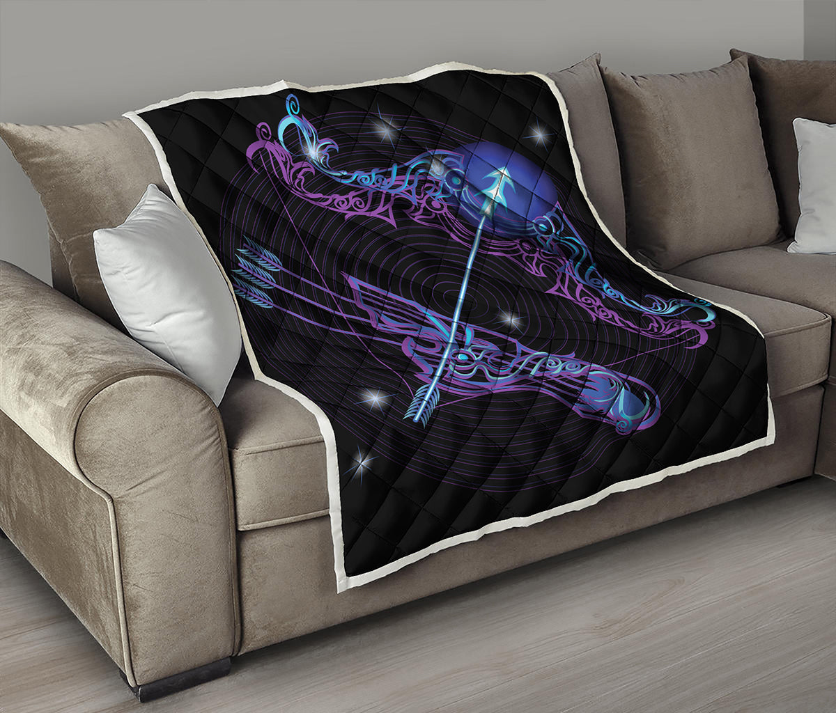 Dark Sagittarius Zodiac Sign Print Quilt