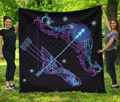 Dark Sagittarius Zodiac Sign Print Quilt