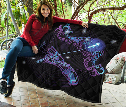 Dark Sagittarius Zodiac Sign Print Quilt