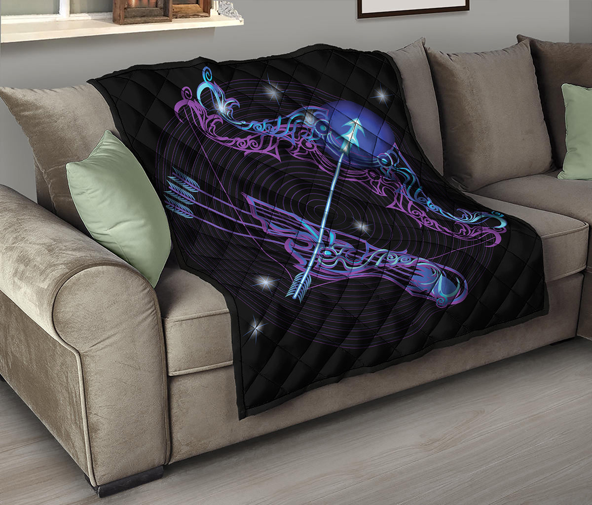 Dark Sagittarius Zodiac Sign Print Quilt
