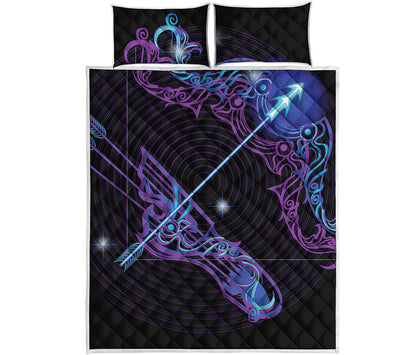 Dark Sagittarius Zodiac Sign Print Quilt Bed Set