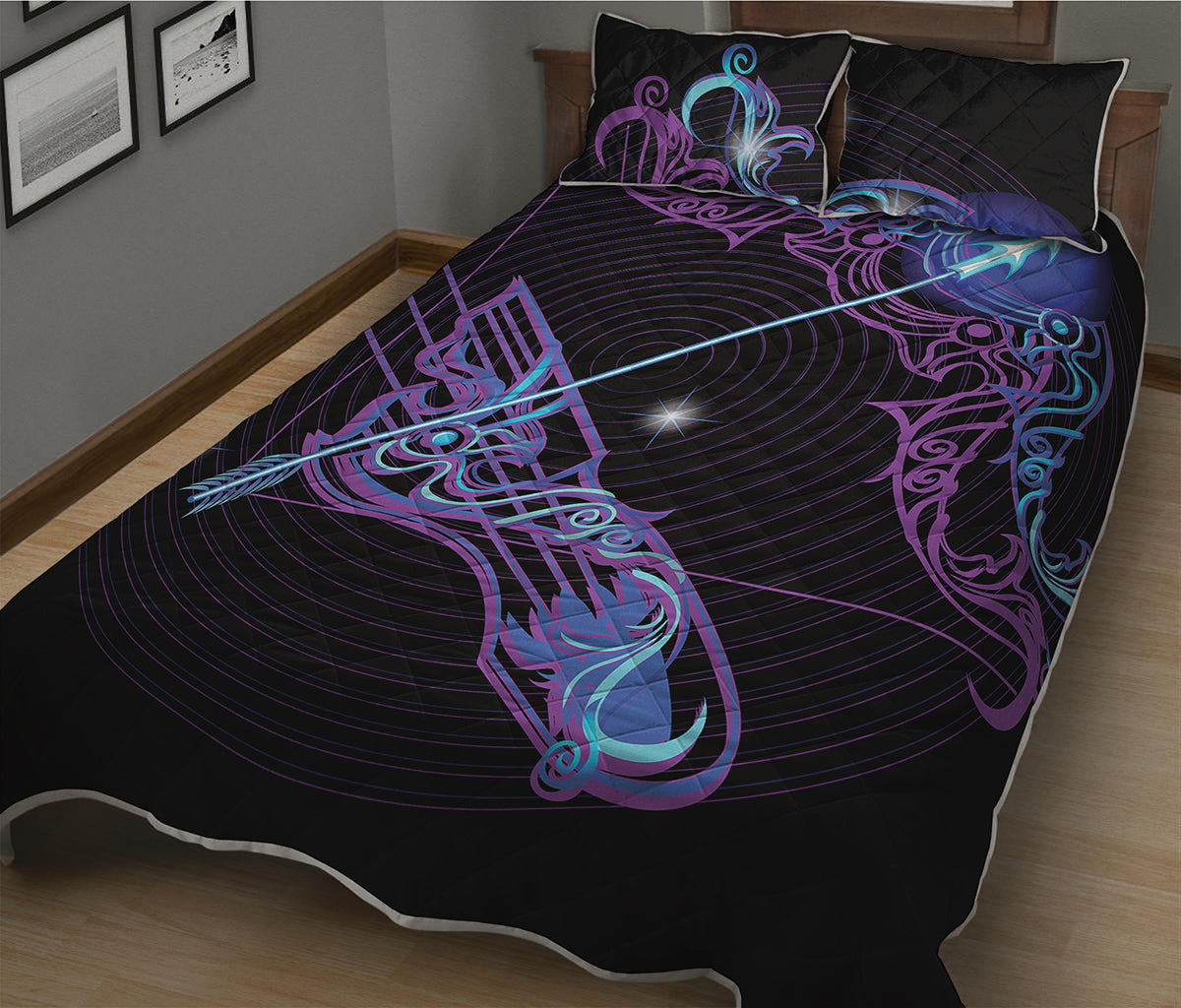 Dark Sagittarius Zodiac Sign Print Quilt Bed Set