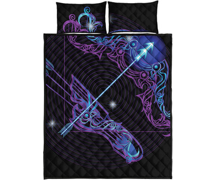 Dark Sagittarius Zodiac Sign Print Quilt Bed Set