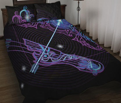 Dark Sagittarius Zodiac Sign Print Quilt Bed Set
