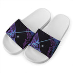 Dark Sagittarius Zodiac Sign Print White Slide Sandals