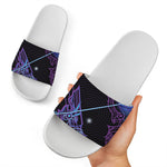 Dark Sagittarius Zodiac Sign Print White Slide Sandals