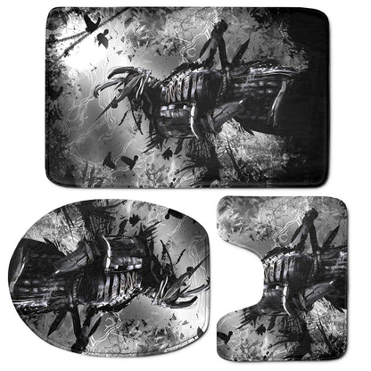 Dark Samurai Warrior Print 3 Piece Bath Mat Set