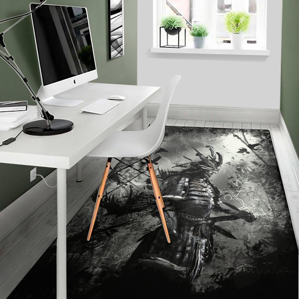 Dark Samurai Warrior Print Area Rug