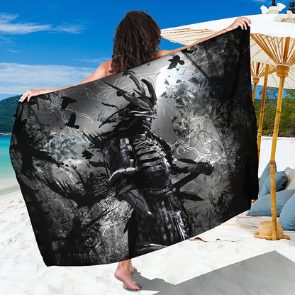 Dark Samurai Warrior Print Beach Sarong Wrap