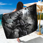 Dark Samurai Warrior Print Beach Sarong Wrap