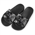 Dark Samurai Warrior Print Black Slide Sandals